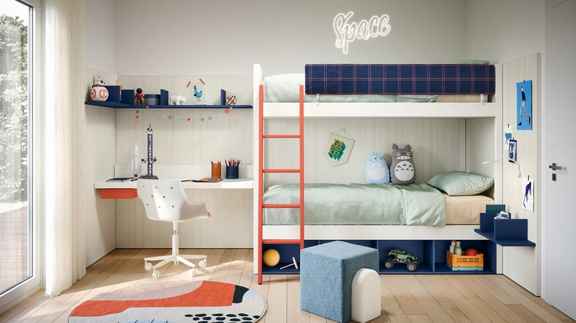 Cameretta con letti a castello Camelot di Nidi