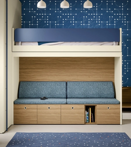 Cameretta con letti a castello Skid di Nidi