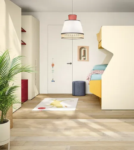 Cameretta con letti a castello Kids space 30 in melaminico di Nidi