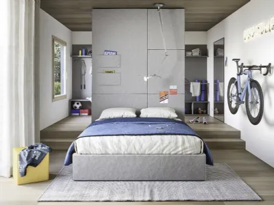 Cameretta componibile con porta bici da parete Next space 04 in melaminico di Nidi