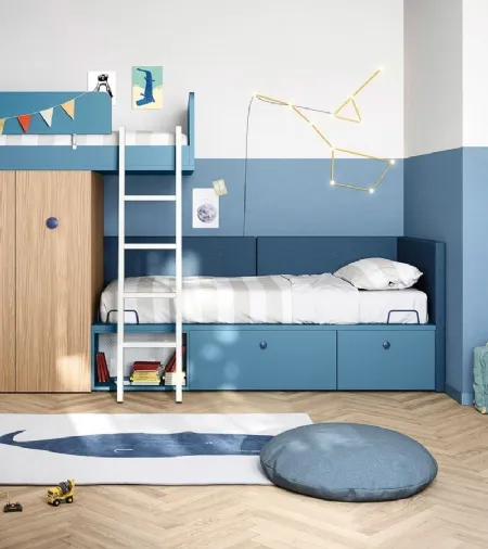 Cameretta a soppalco Kids space 12 in melaminico di Nidi