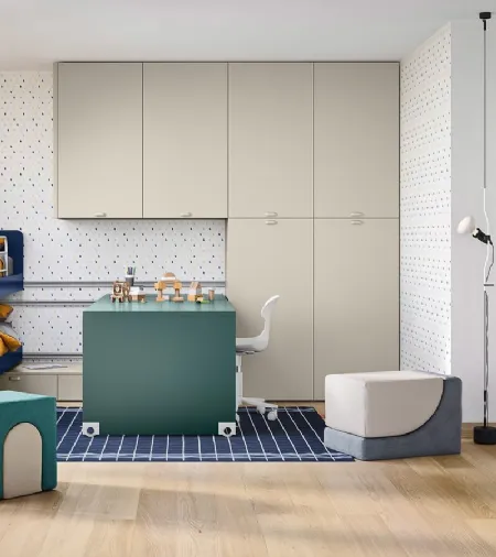 Cameretta con letti scorrevoli Kids space 31 in melaminico di Nidi