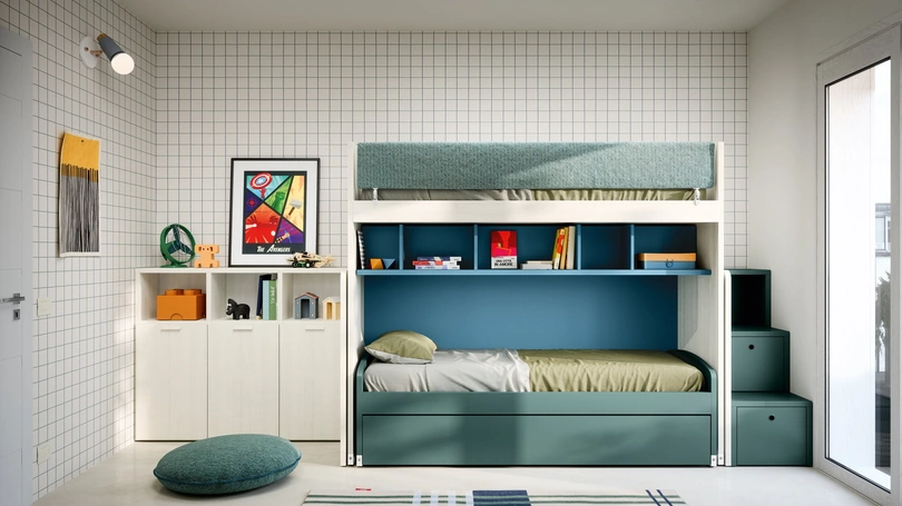 Cameretta a Soppalco con Letti Estraibili di Nidi