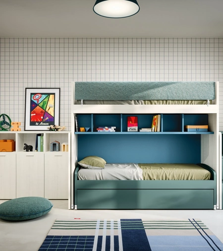 Cameretta a Soppalco con Letti Estraibili di Nidi