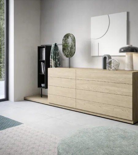 Comò Easy System in legno di Rovere impiallacciato di Novamobili