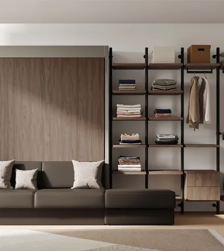 Letto a scomparsa in melaminico con divano IM22 02 di Clever