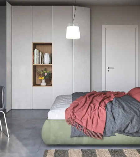 Letto in tessuto imbottito con box contenitore Thika di Cinquanta3