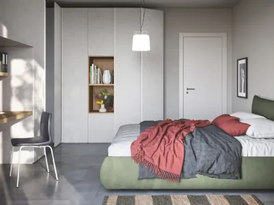Letto in tessuto imbottito con box contenitore Thika di Cinquanta3