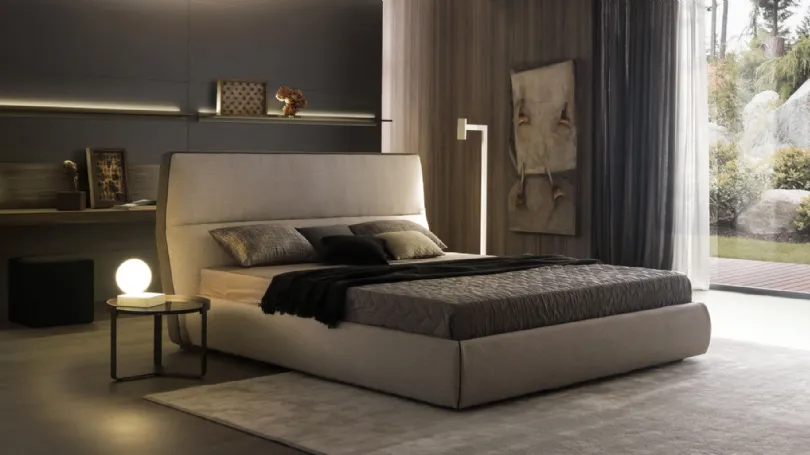 Letto in tessuto imbottito con box contenitore Cosy di Misuraemme