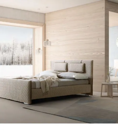 Letto con testiera e box contenitore in tessuto trapuntato Evergreen di Le Comfort