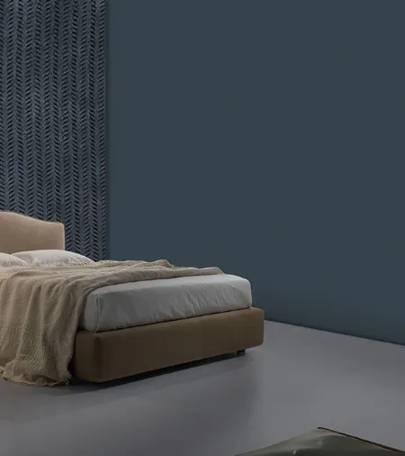 Letto in tessuto con testiera sagomata Gardin di Excò