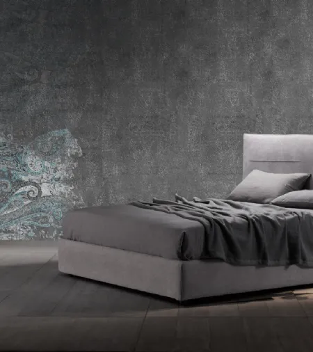 Letto imbottito con testiera e box contenitore Sax di Excò
