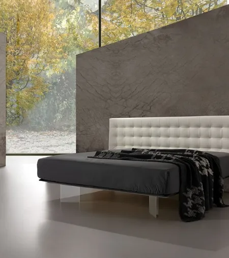 Letto in tessuto grigio con testiera Twist Tess 232 di Excò