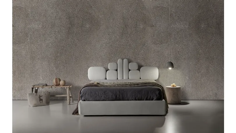 Letto in tessuto con testiera di design Twist Lionel di Excò