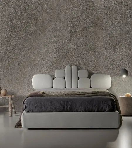 Letto in tessuto con testiera di design Twist Lionel di Excò