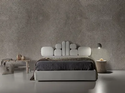 Letto in tessuto con testiera di design Twist Lionel di Excò