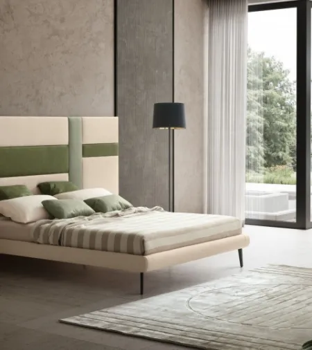 Letto in tessuto con testiera modulare Ground di Le Comfort