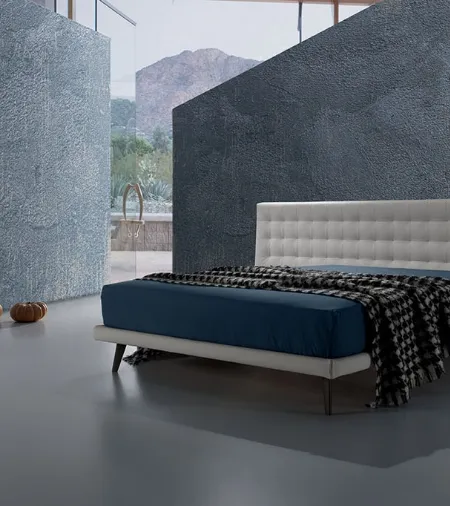 Letto matrimoniale con testiera importante in pelle trapuntata Twist Lersa 290 di Excò
