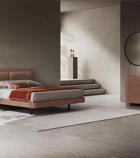 Letto Levante in laccato opaco con testiera di Alf Da Frè