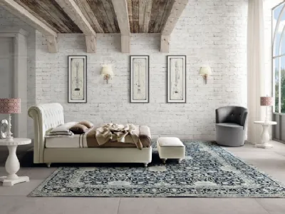 Letto classico in pelle imbottito con testiera trapuntata Raffaello di Le Comfort