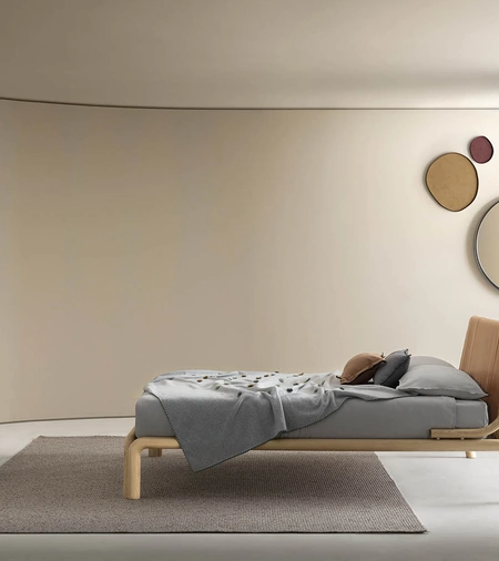 Letto in legno massello e cuoio Rovì di Alf Da Frè