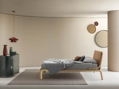 Letto in legno massello e cuoio Rovì di Alf Da Frè