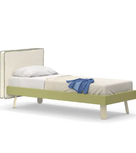 Letto singolo Hug con testiera in tessuto imbottito di Nidi