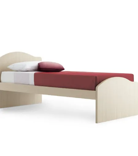 Letto singolo Ola con testiera e pediera con forma arrotondata a onda di Nidi