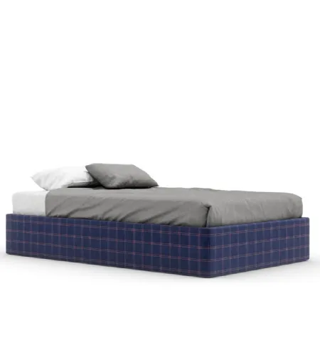 Letto singolo Sommier Skim rivestito con tessuto a quadri di Nidi