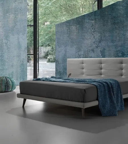 Letto in pelle con testiera trapuntata Twist Tess 290 di Excò