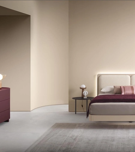 Letto Voile in legno laccato e tessuto di Alf Da Frè