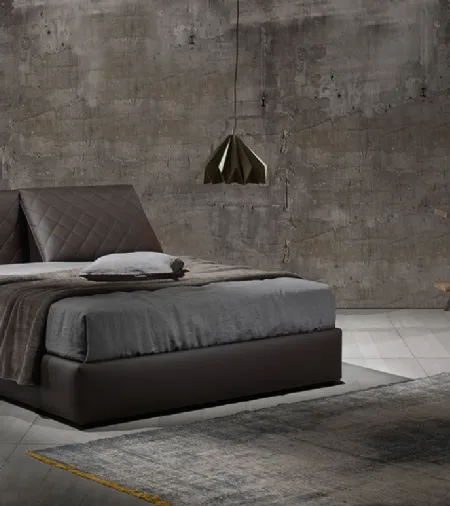 Letto con testiera trapuntata Zoè cinque con box contenitore di Excò