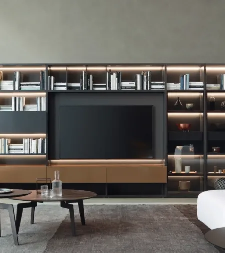 Libreria Modo M6C62 in laccato metallo Bronzo di Sangiacomo