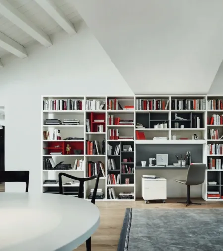 Libreria Modo M6C89 in laccato opaco di Sangiacomo