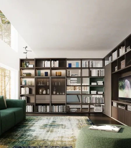 Libreria My Space 5 con vano a scomparsa porta TV di Alf Da Frè