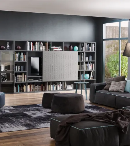 Libreria My Space 6 con vano porta TV a scomparsa di Alf Da Frè