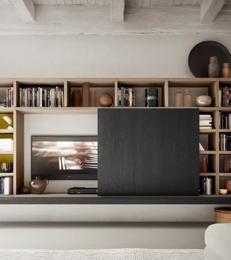 Libreria My Space 8 con vano porta TV a scomparsa di Alf Da Frè