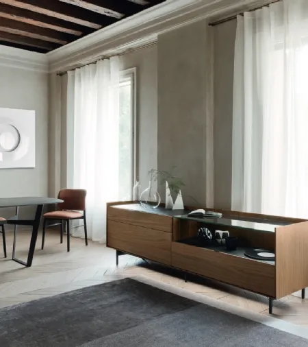 Madia Cabaret 56B in impiallacciato Noce e top in ceramica di Sangiacomo