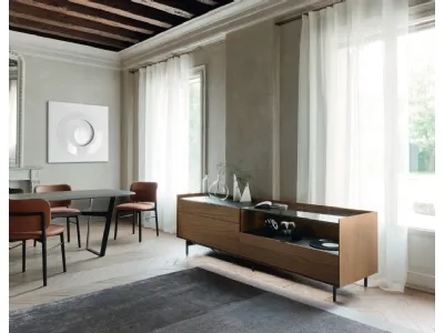 Madia Cabaret 56B in impiallacciato Noce e top in ceramica di Sangiacomo