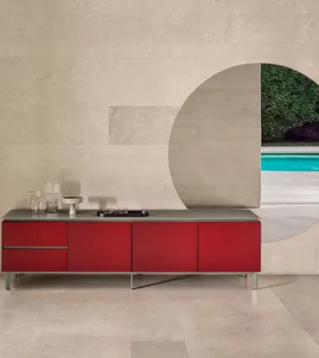 Madia Cosmopolitan in Legno Laccato Rosso di Bontempi