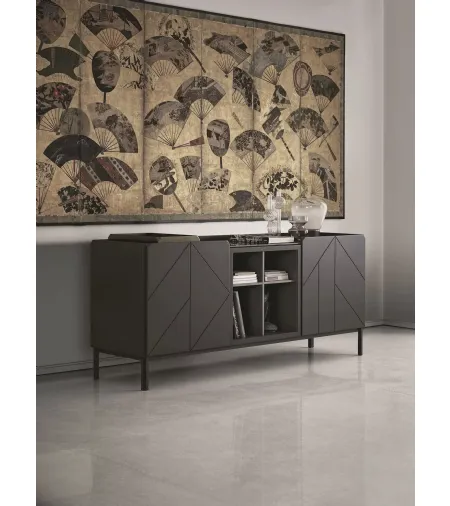 Madia Pica in Legno Laccato Decorato Moka di Bontempi