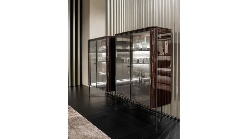 Madia alta Shibuya in vetro e legno di Misuraemme