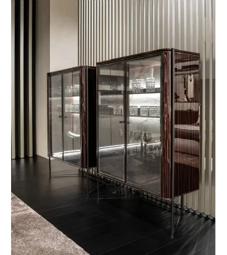 Madia alta Shibuya in vetro e legno di Misuraemme
