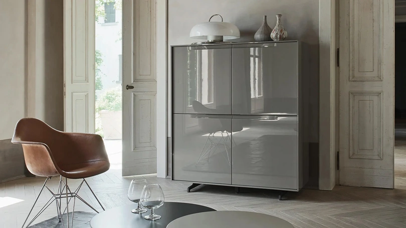 Madia Vela 03 in laccato lucido Ardesia di Sangiacomo