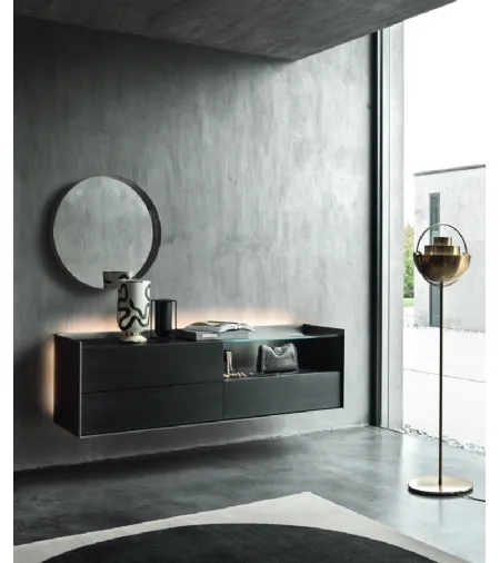 Mobile sospeso Cabaret 53B SX in Rovere carbone e top in ceramica di Sangiacomo