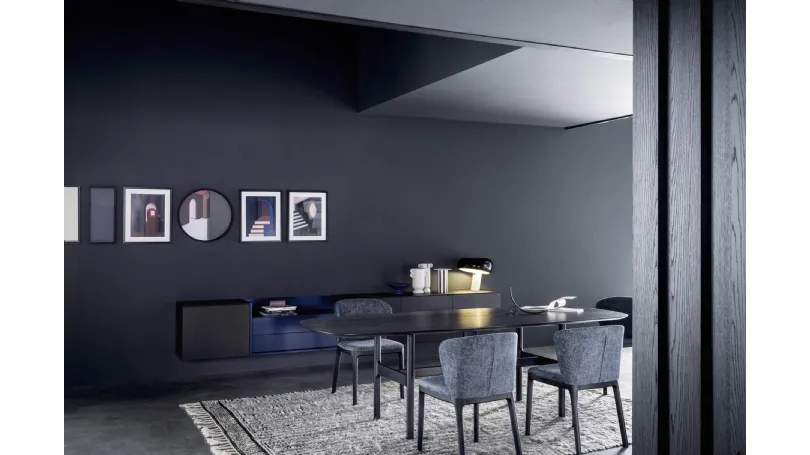 Mobile sospeso Madia Box 18 01 in Rovere Carbone e laccato opaco di Novamobili