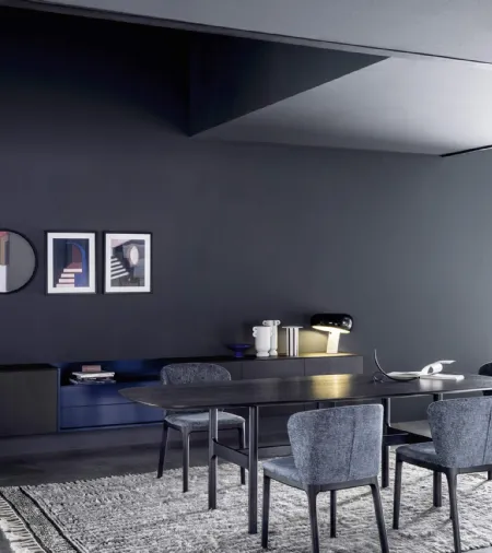 Mobile sospeso Madia Box 18 01 in Rovere Carbone e laccato opaco di Novamobili