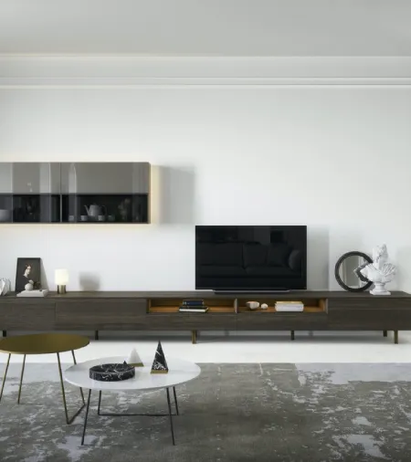 Parete Attrezzata Box 18 Rovere Terra e vetro di Novamobili