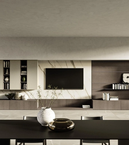 Parete Attrezzata Modula Composizione 01 in legno impiallacciato di Snaidero