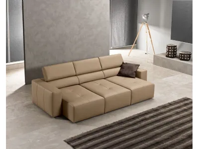 Divano lineare in pelle con seduta relax a libera estrazione Bongo di Excò